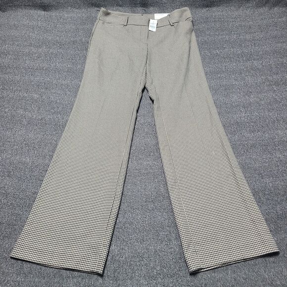 Loft Outlet Dress Trouser Pants Womens 6 Black White Houndstooth Mid Rise Career - Picture 1 of 10